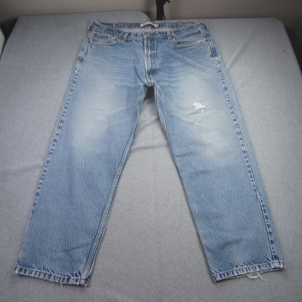 Vintage Levis 550 Jeans Mens 42x30 Blue Relaxed Fit Light‎ Wash Distressed Denim